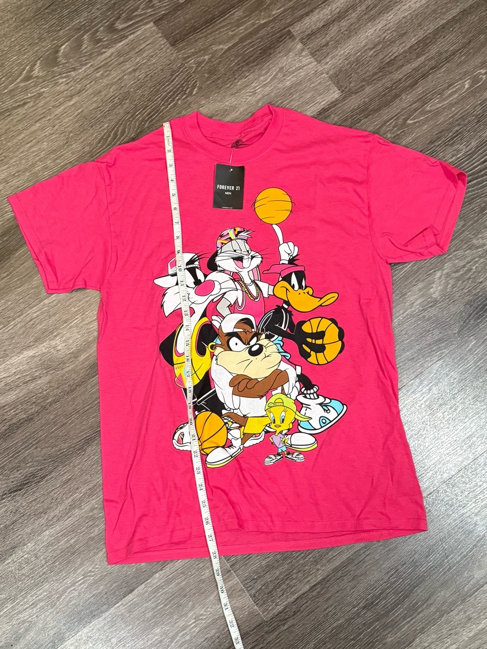 Forever 21 Hot Pink Looney Tunes Basketball Graphic Tee